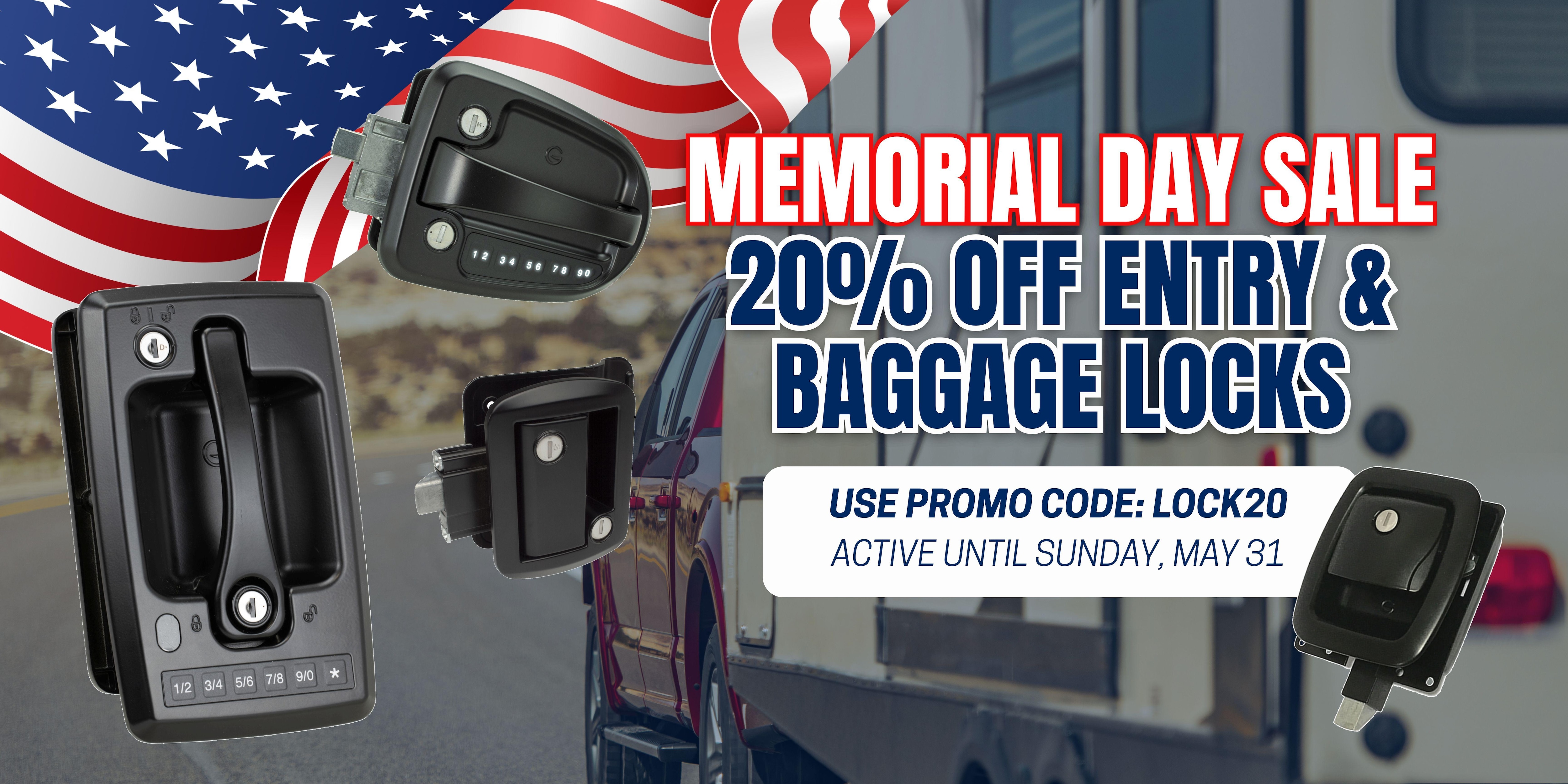 CPG Brands Memorial Day Sale - 20% off Entry & Baggage Locks